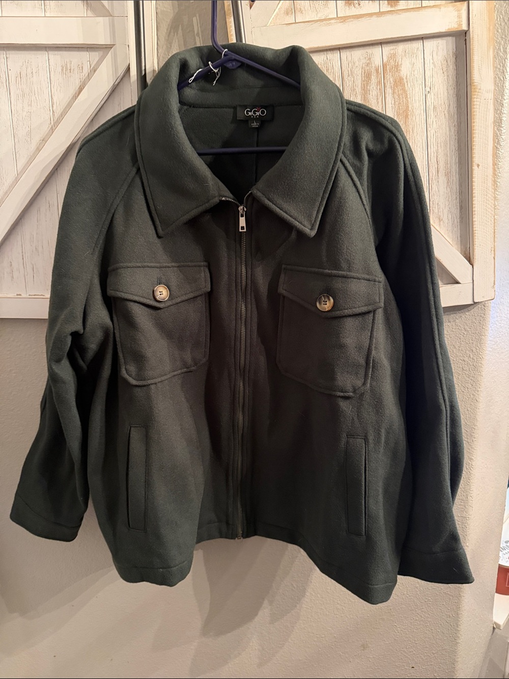 G.G.O. Olive Green Zip-Front Bomber Jacket ptp 24